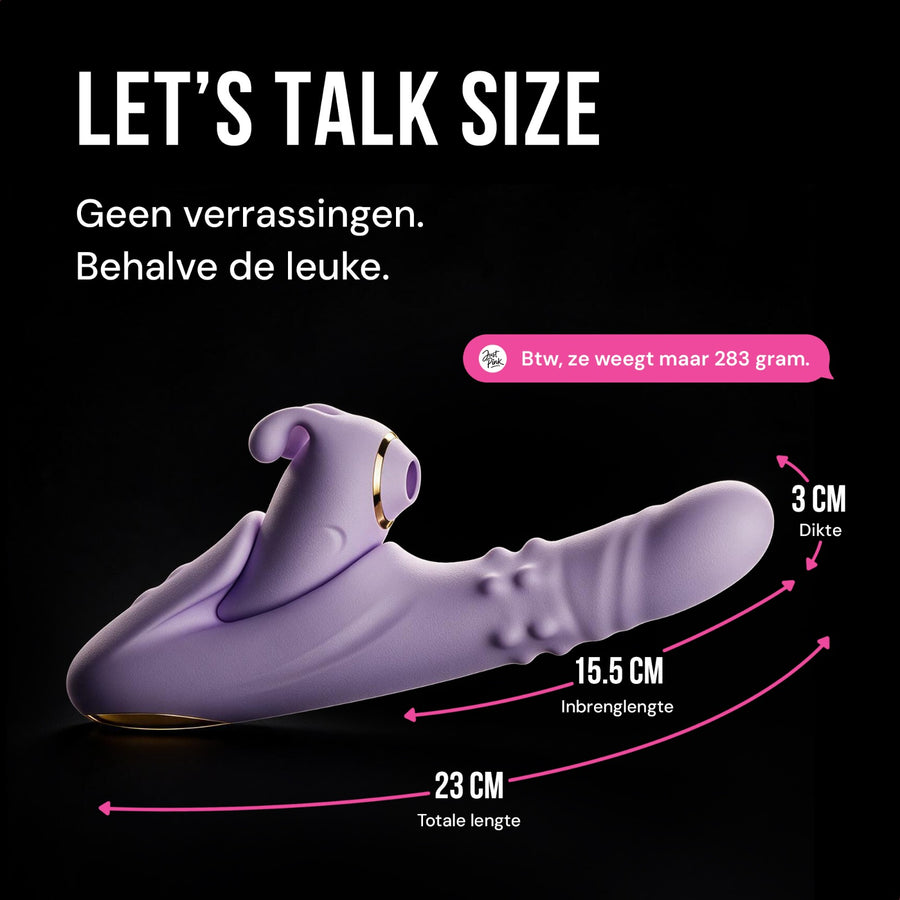 Let's talk size: 23 cm totale lengte, 15,5 cm inbrenglengte, 3 cm dikte
