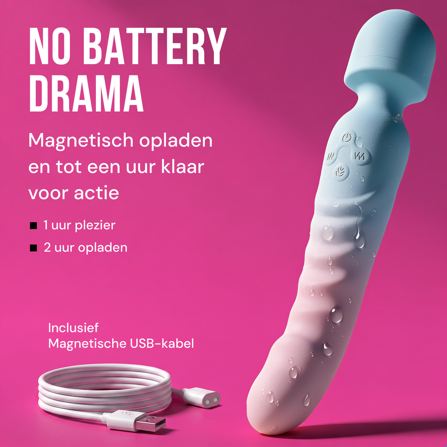 No battery drama: magnetisch opladen, 2 uur laden voor 1 uur plezier