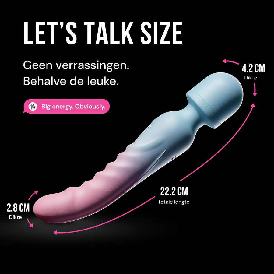 Let's talk size: 22,2 cm totale lengte, 4,2 cm en 2,8 cm dikte