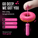 Go deep, we got you: veilig terugtrekkoord, inwendig en uitwendig, 3 opzetstukken, 10 vibratiestanden