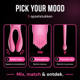 Pick your mood: rabbit ears, massagekop of precision tip