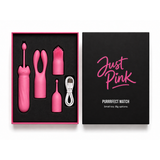 Purrrfect Match verpakking: de open doos met bullet, drie opzetstukken en USB-kabel